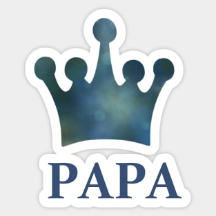 Papa King -  Worlds Best Dad - Father Word Art with a Blue Watercolor Crown Sticker